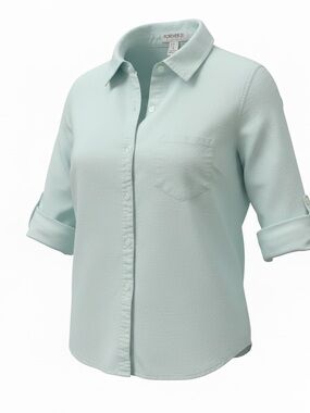 Forever 21 Essentials Mint Button Down Shirt Collared Long Sleeve M